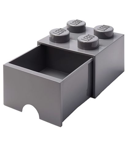 LEGO Storage Opbevaringsskuffe - 4 Knopper - 25x25x18 - Mrkegr