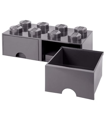 LEGO Storage Opbevaringsskuffe - 8 Knopper - 50x25x18 - Mrkegr