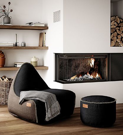 SACKit Sækkestol - Canvas Lounge Chair - 96x80x70 cm - Sort/Brun