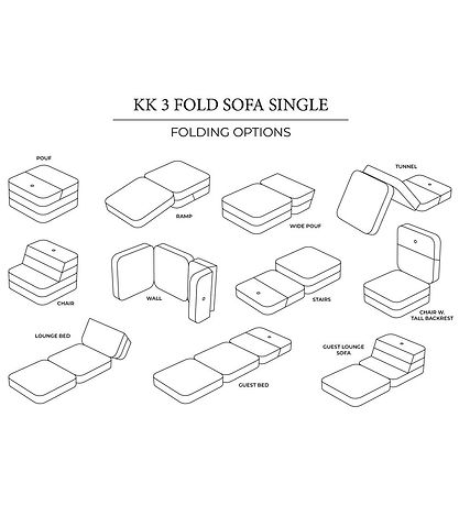 by KlipKlap Foldesofa - 3 Fold Single - 70 cm - Sand/Sand