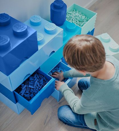 LEGO Storage Opbevaringsboks - 4 Knopper - 25x25x18 - Aqua Ligh