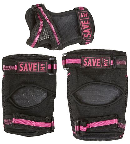 Save My Bones Beskyttelsessæt - Sort/Pink