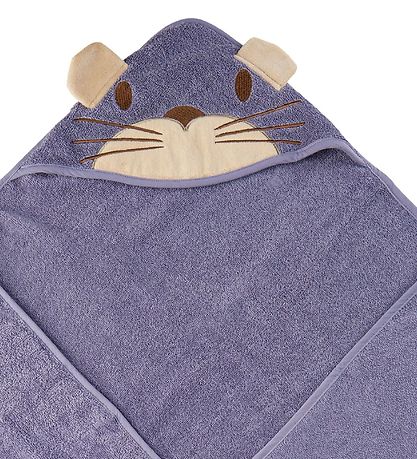 Pippi Baby Babyhåndklæde - 83x83 cm - Lavendel m. Kat