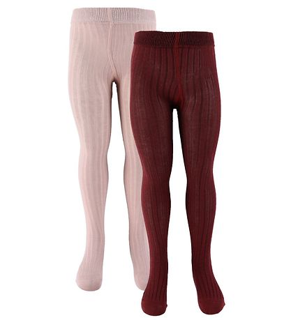 Minymo Strømpebukser - 2-pak - Solid Rib - Rose Smoke