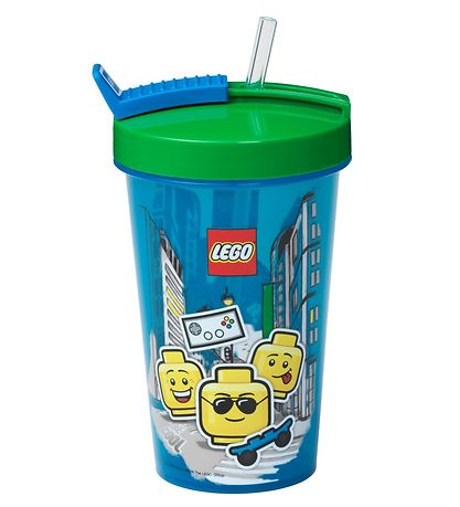 LEGO® Storage Drikkedunk m. Sugerør - 500 ml - Iconic Boy - Brig