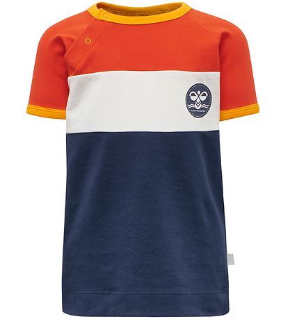 Hummel T-shirt - hmlAnton - Orange/Navy