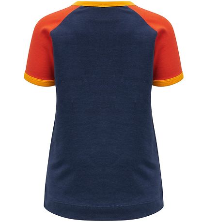 Hummel T-shirt - hmlAnton - Orange/Navy