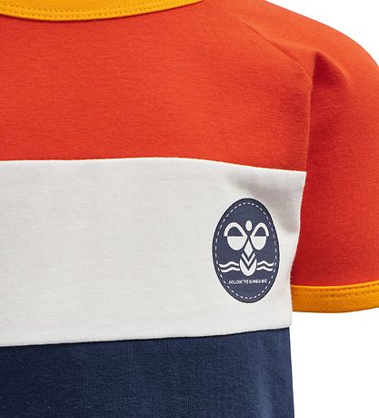 Hummel T-shirt - hmlAnton - Orange/Navy
