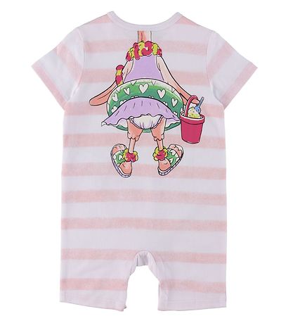 Stella McCartney Kids Sommerdragt - Hvid/Rosastribet m. Flamingo