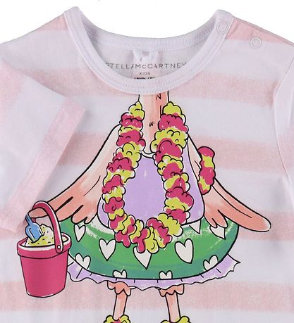 Stella McCartney Kids Sommerdragt - Hvid/Rosastribet m. Flamingo