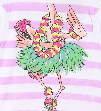 Stella McCartney Kids Kjole - Lilla/Hvidstribet m. Flamingo