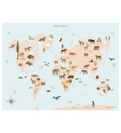 Vissevasse Plakat - 30x40 - World Map Animal