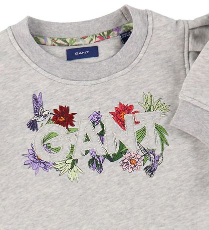 GANT Kjole - Flower Logo - Lysegrmeleret m. Blomster