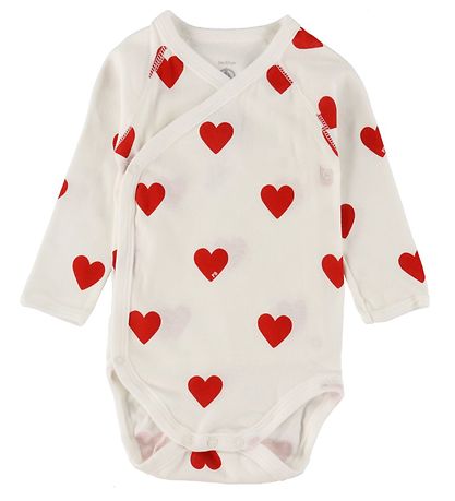 Petit Bateau Body l/æ - 3-pak - Hvid m. Hjerter