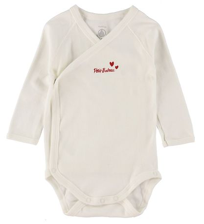 Petit Bateau Body l/æ - 3-pak - Hvid m. Hjerter