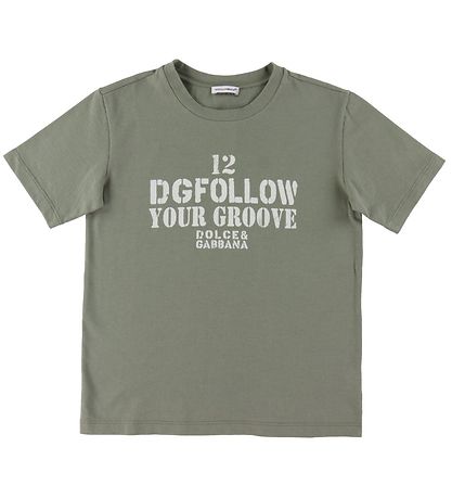 Dolce & Gabbana T-shirt - DG Skate - Armygrn m. Hvid