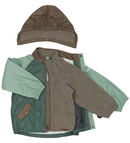 Mikk-Line Regntøj m. Seler m. Fleece - PU - Balsam Green
