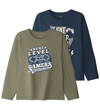 Name It Bluse - NkmVictor - 2-pak - Mermaid/Insignia Blue/ Eat G