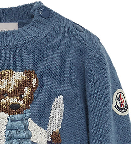 Moncler Bluse - Strik - Medium Blue m. Bamse