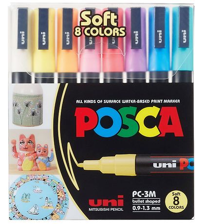 Posca Tuscher - PC-3M - 8 stk. - Afdmpede Farver