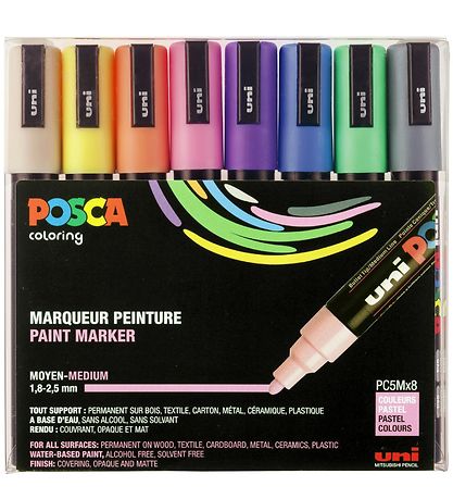 Posca Tuscher - PC-5M - 8 stk. - Pastelfarver