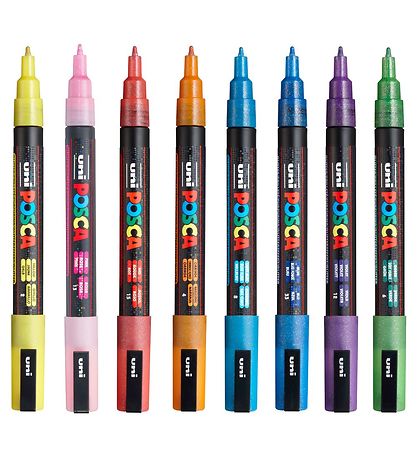 Posca Tuscher - PC-3ML - 8 stk. - Multifarvet m. Glimmer