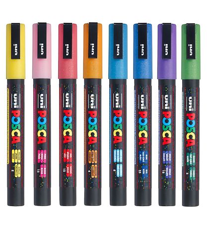 Posca Tuscher - PC-3ML - 8 stk. - Multifarvet m. Glimmer