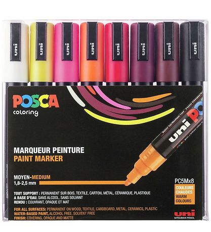 Posca Tuscher - PC-5M - 8 stk. - Varme Farver