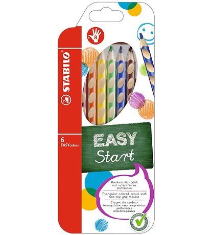 Stabilo Farveblyanter - EasyColors - Hjre - 6 stk. - Multifarve