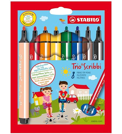 Stabilo Tuscher - Trio Scribbi - 8 stk. - Mulitfarvet