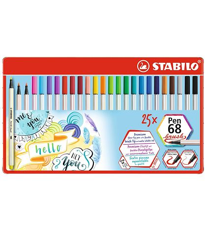 Stabilo Tuscher - Pen 68 Brush - 25 stk. - Multifarvet