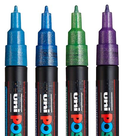 Posca Tuscher - PC-3ML - 4 stk. - Bl/Grn/Violet m. Glimmer