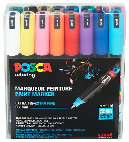 Posca Tuscher - PC-1MR - 16 stk. - Multifarvet Standard/Metallic