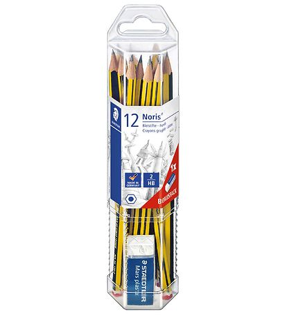 Staedtler Blyanter - HB 2 - 12 stk m. Viskelder