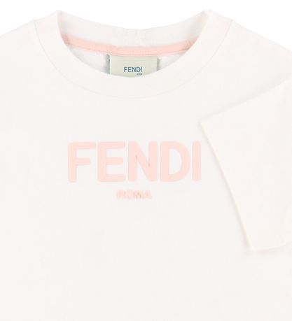 Fendi T-shirt - Hvid m. Rosa Logoprint