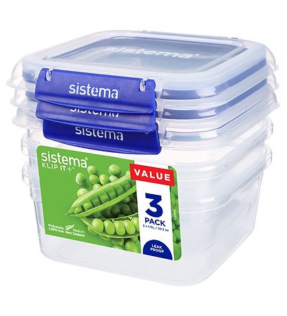 Sistema Madkasse - Square Klip it Plus - 3-pak - 1,15L - Bl