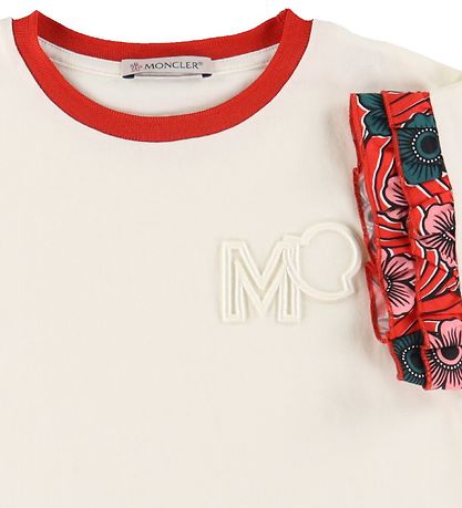 Moncler T-shirt - Hvid m. Rd/Blomster