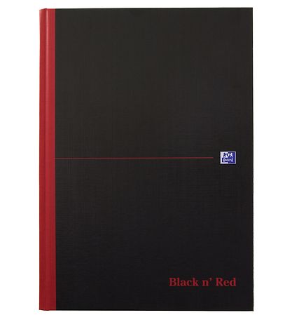 Oxford Notesbog - Hard Cover - Kvadreret - A4 - Sort/Rd