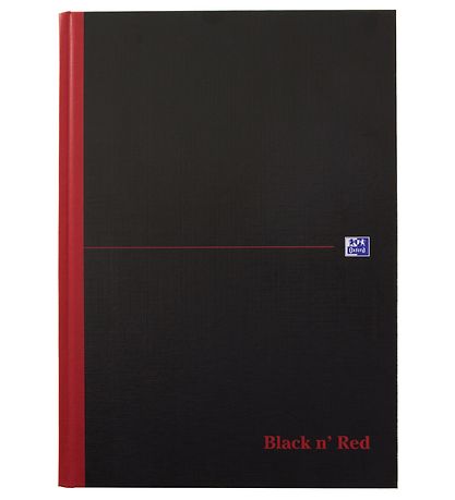 Oxford Notesbog - Hard Cover - Linieret - A4 - Sort/Rd