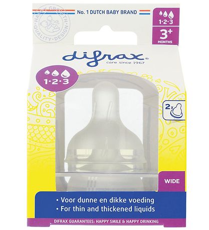 Difrax Flaskesut - 2-pak - 1-2-3 Variflow - Bred
