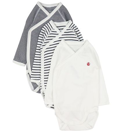 Petit Bateau Sl-om Body l/ - 3-pak - Bl/Hvid Stribet