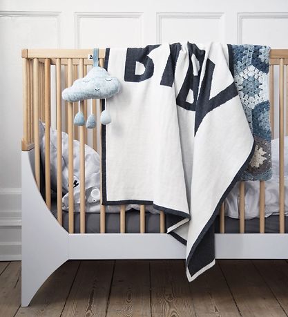 Sebra Strikket Babytæppe - 80x80 - Creme/Koksgrå