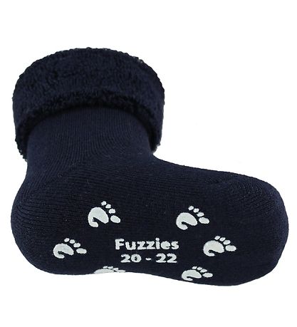 Fuzzies Gåstrømper - Skridsikker Bund - Navy