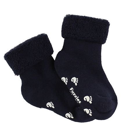 Fuzzies Gåstrømper - Skridsikker Bund - Navy