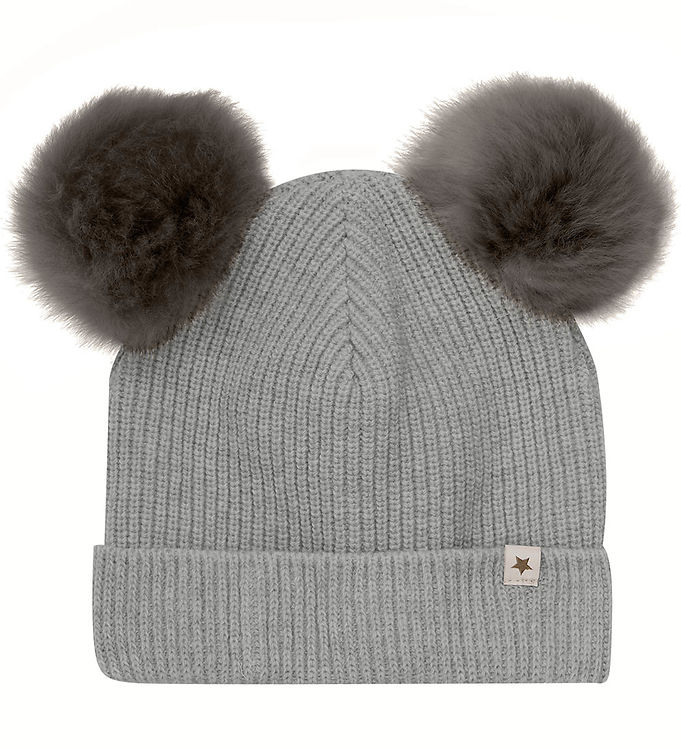 Huttelihut Hue Uld/bomuld Strik Medium Grey Melange M. Kva
