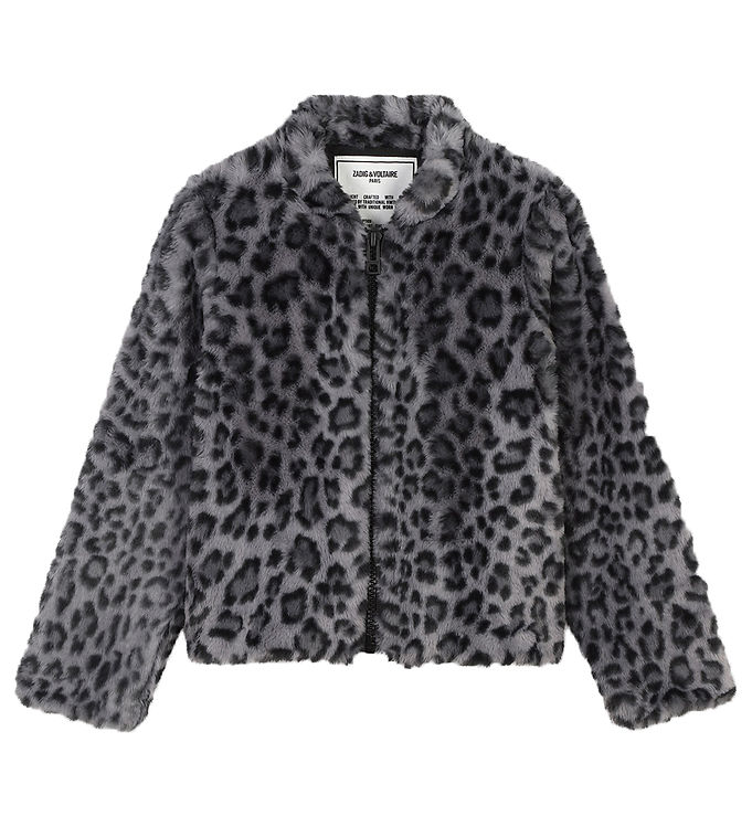 Zadig & Voltaire Jakke Imiteret Pels Sort/grå M. Leopard