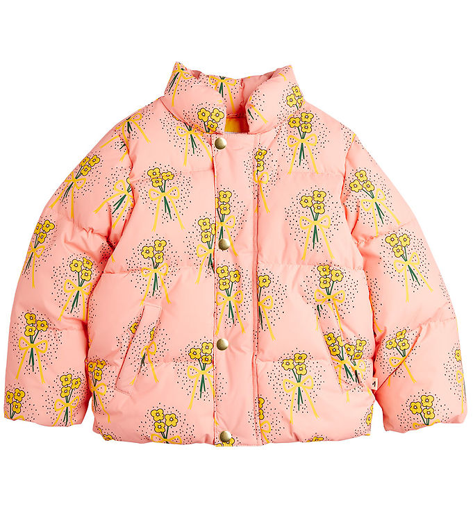 Mini Rodini Dynejakke City Winter Flowers Aop Pink