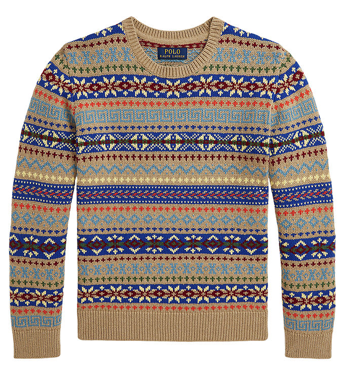 Polo Ralph Lauren Bluse Bomuld Uld Beige Multifarvet