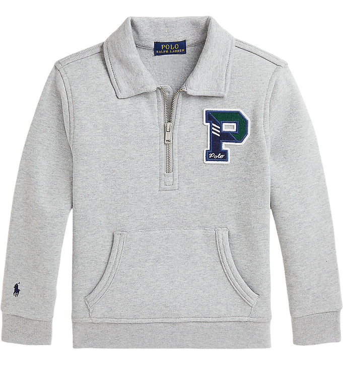 Polo Ralph Lauren Sweatee Shirt M. Lynlås Gråmeleret M. Navy