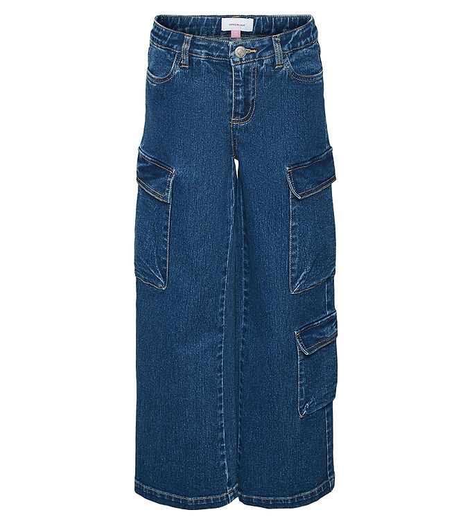 Vero Moda Girl Jeans Cargo Vmdaisy Medium Blue Denim